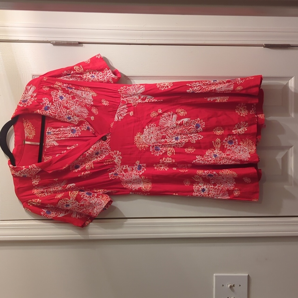 Free People Hawaii Mini Dress Red Floral - MEDIUM